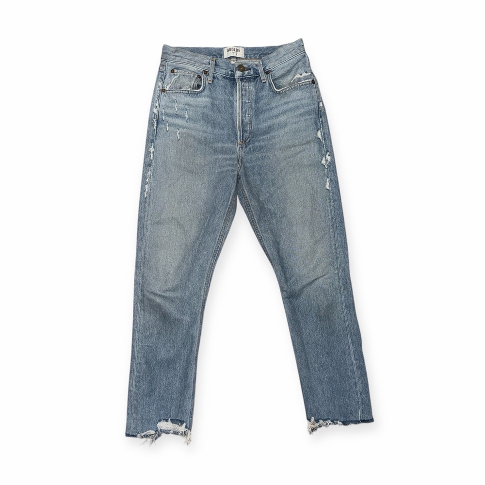 Agolde Jeans Riley High Rise Straight Cropped Blue Jeans 26